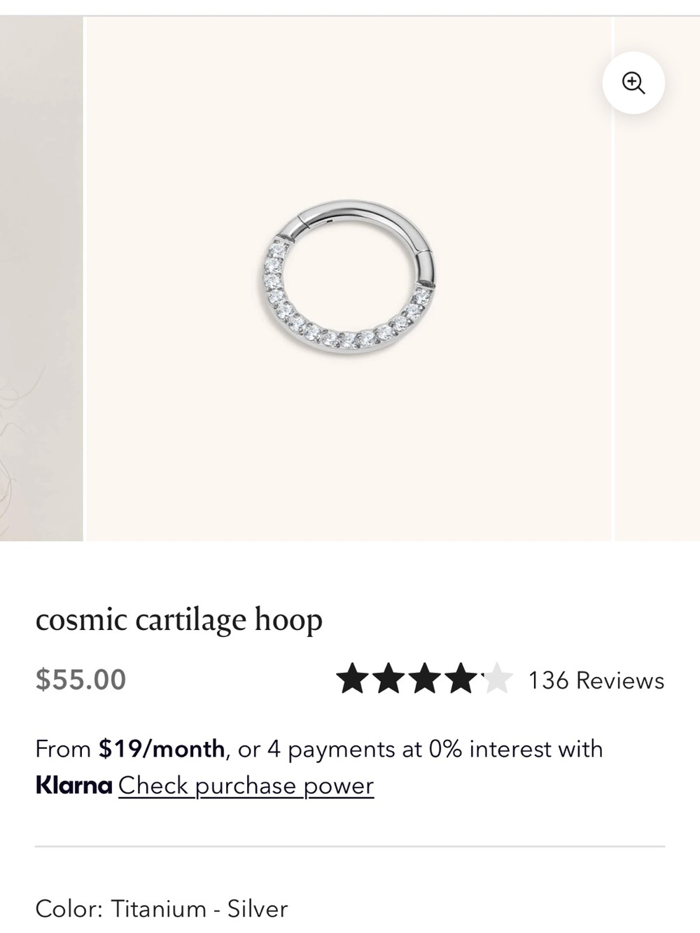 Maison Miru Cosmic Cartilage Hoop - Titanium Silver Pavé